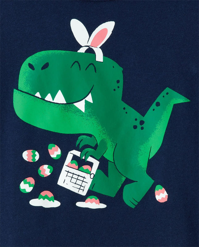 The Children's Place Baby and Toddler Boys' Dino Short Sleeve Graphic T-Shirts, Multipack, Volcano/Bunny Dino/Camo Dinos, 18-24 Months