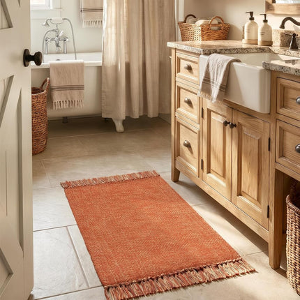 Collive Moss Green Bathroom Runner Rug, 2' x 5' Boho Kitchen Mats
