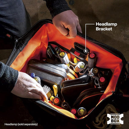 Klein Tools 62203MB MODbox Tool Bag, Part of the MODbox Mobile Workstation, 28 Pockets for Maximum Tool Storage, Internal Headlamp Bracket