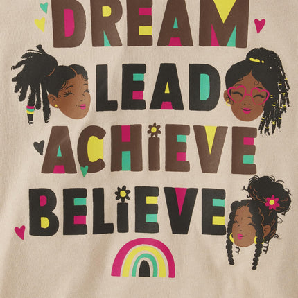 The Children's Place Girls' Short Sleeve Graphic T-Shirt, Dream Lead Achieve Believe, Medium