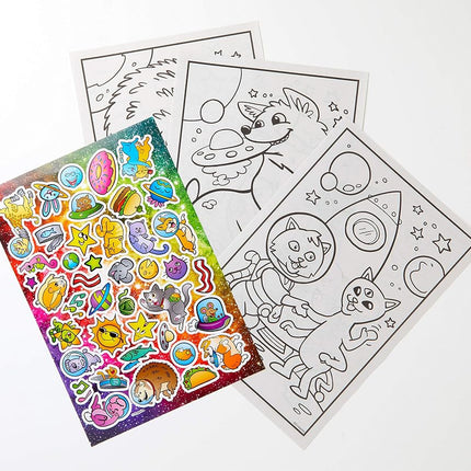 Crayola Uni-Creatures & Cosmic Cats Coloring Book Set - 2 Pack (96pgs), Animal Sticker Sheet, Metallic Crayons & Glitter Crayons