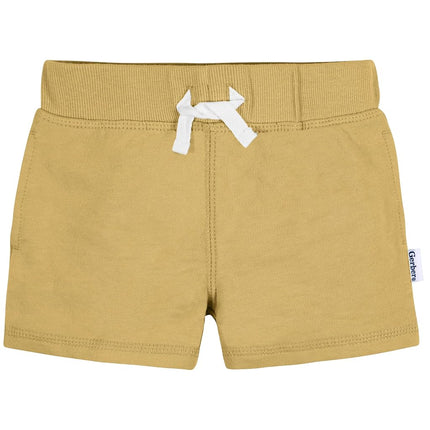 Gerber Baby Boys' Toddler 3-Pack Pull-on Knit Shorts, Neutrals, 12 Months