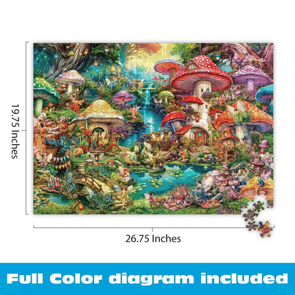 Buffalo Games, Aimee Stewart, Merry Mushroom Village Picnic (Happy Mushroom Picnic in Village) 1000 Piece Jigsaw Puzzle for Adults, Challenging Puzzle, Perfect for Game Nights, Finished Size is