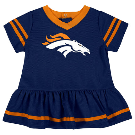 Robe et culotte éblouissantes NFL Denver Broncos pour filles, bleu, 0-3 mois