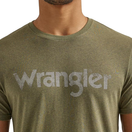 Wrangler Men's Western Crew Neck Short Sleeve Tee Shirt, Sage Heather, XL