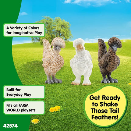 Schleich Farm World - 3Pc Chicken Friends Toy Figurine - Kids 3+ | 42574