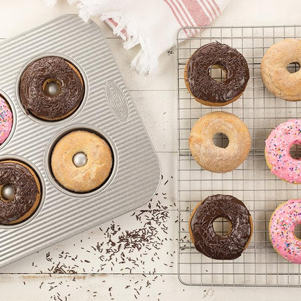 USA Pan Bakeware Aluminized Steel Donut Pan, 6-Well