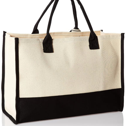 Mud Pie Classic Black and White Initial Canvas Tote Bags (C), 100% Cotton, 17" x 19" x 2"