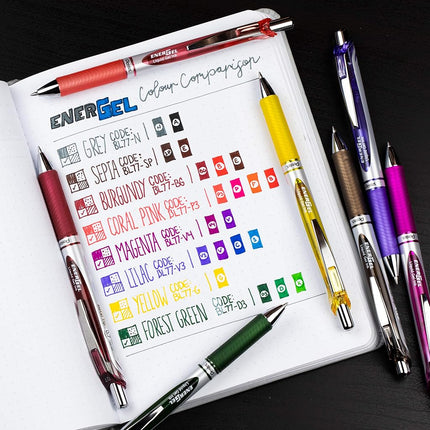 Pentel BL77-V4X EnerGel Retractable Gel Rollerball Pen with Retractable Mechanism, 0.7 mm Ball Diameter = 0.35 mm Line Width, Refillable, Pack of 12, Magenta
