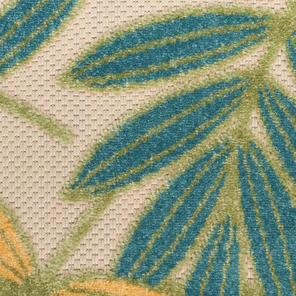 Nourison Aloha Indoor/Outdoor Green Multicolor 2'3" x 8' Area Rug, Easy Cleaning, Non Shedding, Bed Room, Living Room, Dining Room, Backyard, Patio, Deck (2x8)