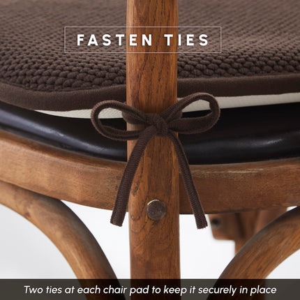 Elegant Comfort, paquete de 2 fundas para cojines de silla, reverso de goma antideslizante, 16 x 16 pulgadas, fundas gruesas para asiento de forma cuadrada para comedor, cómodas almohadillas texturizadas para silla con lazos, patrón de panal, color marrón
