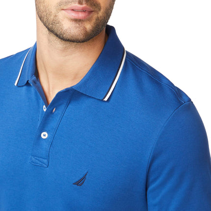 Polo Nautica Homme Coupe Classique Manches Courtes Coton Doux Uni, Bleu Monaco, XL