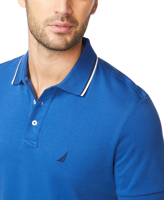 Nautica Men's Classic Fit Short Sleeve Solid Soft Cotton Polo Shirt, Monaco Blue, XL