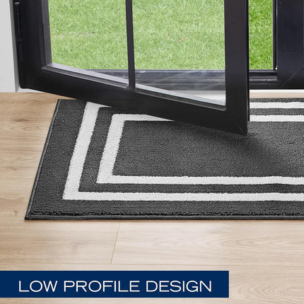 Nautica – Juego de 2 Alfombras Corredoras | Corredores de Interior para Pasillos y Entradas | Felpudo Antideslizante para Entrada y Cocina | Alfombras Lavables a Máquina | 66 x 114 cm y 66 x 152 cm | Doble Borde Gris Oscuro