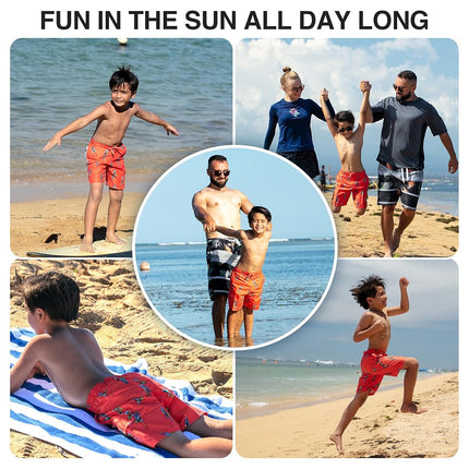 Kanu Surf Bañador de playa Echo de secado rápido para niños, UPF 50+, diseño de loros, coral, grande (7)
