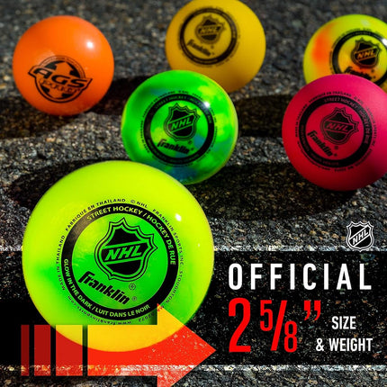 Franklin Sports Street Hockey Ball - Glow in The Dark - NHL, 1 Ball