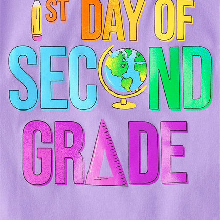 The Children's Place Girls' School Days Short Sleeve Graphic T-Shirts, Multipack, 1st Day of Second Grade/Reader/Unicorn, Small