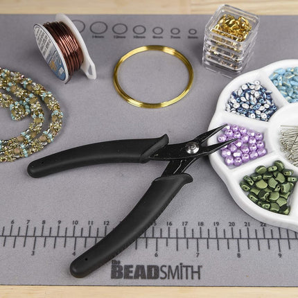 The Beadsmith Pince à bec rond Hi-Tech, 140 mm (5,5 pouces) avec tête en acier à haute teneur en carbone, poignée noire confortable avec ressort, outil pour la fabrication de bijoux, l'électronique ou la micromécanique