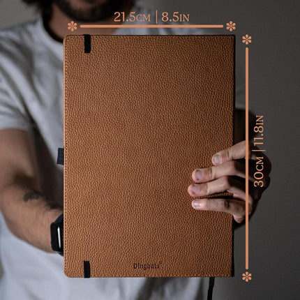 Dingbats* - Wildlife Lined Extra Large A4 Notebook - PU Leather Hardcover Journal for Work, Writing - Pocket, Elastic Closure, Pen Holder, Bookmark