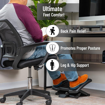 Mind Reader Adjustable Height Foot Rest with Massage Rollers, Black