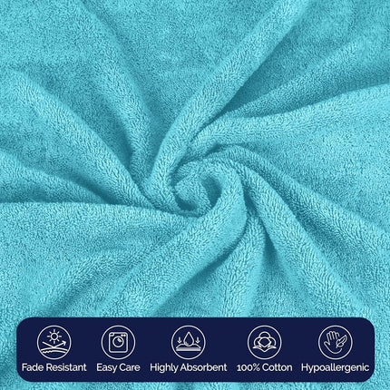 Elegant Comfort Premium Cotton 8-Piece Towel Set, Includes 4 Washcloths, 2 Hand Towels and 2 Bath Towels, 100% Turkish Cotton - Highly Absorbent and Super Soft Towels for Bathroom, Aqua