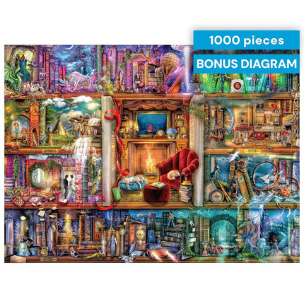 Buffalo Games - Aimee Stewart - The Grand Fiction Library - 1000 Piece Puzzle for Adults, Challenging Puzzle, Perfect for Game Nights - Finished Size 26.75 x 19.75 cm
