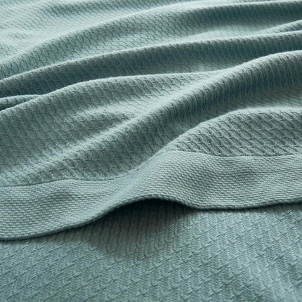 Madison Park 100% Egyptian Cotton Lightweight Summer Blanket, Breathable Waffle Knit Design, Soft Cozy All-Season Throw for Bed, Couch or Sofa, Teal Full/Queen Size (90"x90")