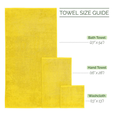 Elegant Comfort 4 Lines Viscose Stripe 6-Piece Premium Towel Set - 100% Turkish Cotton High Absorbent Luxury Bathroom Towels – Includes 2 Washcloths, 2 Hand Towels and 2 Bath Towels Set, Yellow