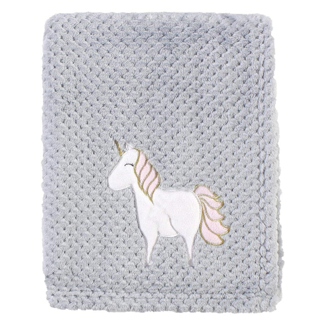 Hudson Baby Unisex Baby Plush Waffle Blanket, Pink Unicorn, One Size