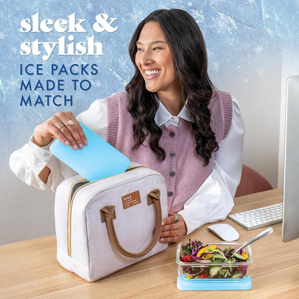 Fit & Fresh XL Cool Coolers - Paquete de 4 bolsas de hielo delgadas extragrandes azules para fiambrera, 4 unidades (paquete de 1)