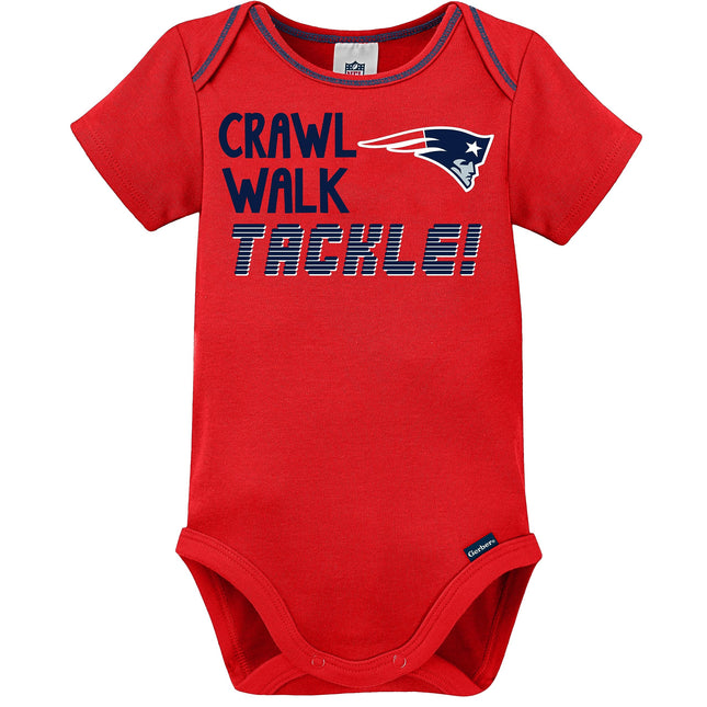 NFL New England Patriots Boys 20183 Pack Short Sleeve Variety Bodysuit, Blue, 0-3 Months