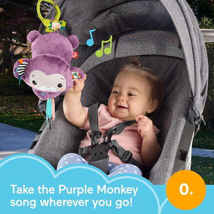 Fisher-Price Sing & Go Purple Monkey, Baby Stroller Toy