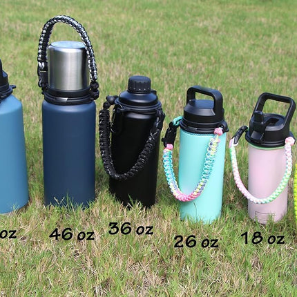 One MissionX Paracord Handle Compatible with Yeti Rambler 36oz 26oz 18oz 12oz 46oz Water Bottles, Durable Carrier Strap - Holder(Forest Camo/Comp+Starter)