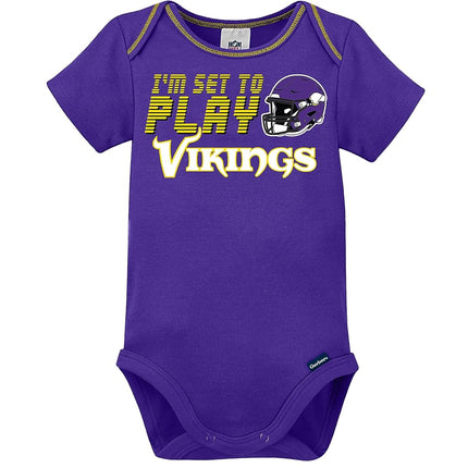 NFL Minnesota Vikings Boys 20183 Pack Short Sleeve Variety Bodysuit, Purple, 0-3 Months