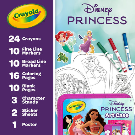 Estuche de arte Crayola Princesas de Disney (75 piezas) Kit de arte para niños, Materiales de arte, Set para colorear de Disney, Juguetes de Disney, Regalo para niñas y niños