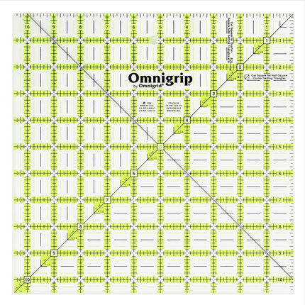 Dritz Omnigrip 6.5in 8.5in 10.5in Combo Pack Quilting Ruler, 6" by 6" Stitched in Yarn, Clear