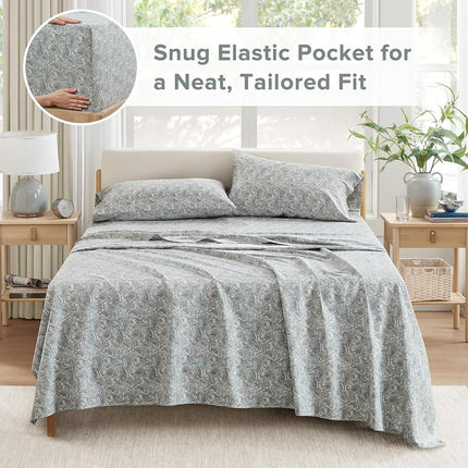Comfort Spaces 100% Cotton Percale Sheets King Extra Deep Pocket 4 Piece