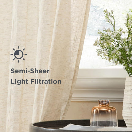 French Connection – Charter Crushed, Window Curtain, Set of 2 Panels, Semi Sheer, Modern Home Décor, Drapes for Living Room, Dining Room, Bedroom, Dorm, Measures 50”x 84”, Natural
