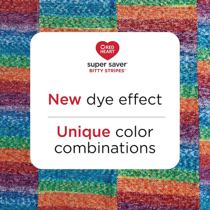 Red Heart Super Saver Bitty Stripe Horizon Yarn - 2 Pack of 10oz/283g - 100% Acrylic - #4 Worsted (Medium) - 515 Yards - Knitting/Crochet