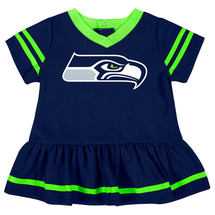 NFL Seattle Seahawks Girls 2018Dazzle Dress & Panty, Blue, 0-3 Months