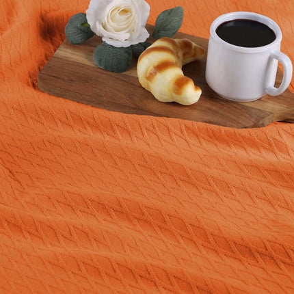 Superior Diamond Weave Blanket, 100% Cotton Cover for Home, Couch, Bed, Soft, Warm Blankets, Boho Aesthetic, Comfy, Cozy, and Cute Covers, Decorative Bedding Essentials, King, Burnt Orange