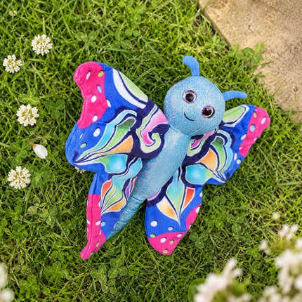Wild Republic Huggers Butterfly Blue Plush Toy, Slap Bracelet, Stuffed Animal, Kids Toys, 8"