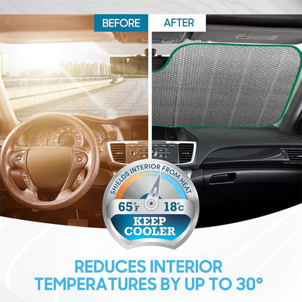 Hundred Dollar Bill Benjamin Franklin Front Windshield Sun Shade - Accordion Folding Auto Sunshade for Car Truck SUV - Blocks UV Rays Sun Visor Protector - Keeps Your Vehicle Cool - 58 x 28 Inch
