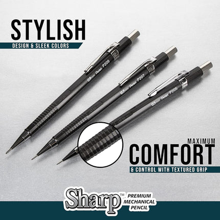 Pentel Sharp Mechanical Pencil, (0.7mm), Medium Line, Blue Barrel, Pack of 4 (P207PF4C)