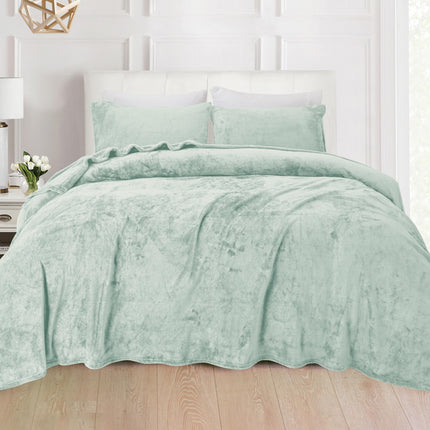 Elegant Comfort Luxuriously Soft 4-Piece Velvet Plush Flannel Sheet Set - Premium Quality - Cozy Warm, Anti-Static, Non Pilling Fuzzy Velvet Flannel Fleece Deep Pocket Sheet Set - Full, Mint Green