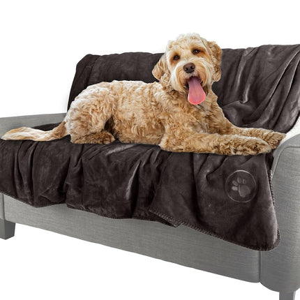 PETMAKER Dog Blanket - 60x80in Reversible Sherpa Blanket - Throw Blankets for Bed, Couch, Crate, or Car - Machine Washable Puppy Essentials (Cream)