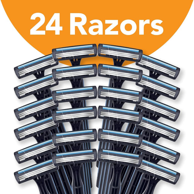 BIC Classic Disposable Razor, 24 Count, Assorted Colors, Men's Razor