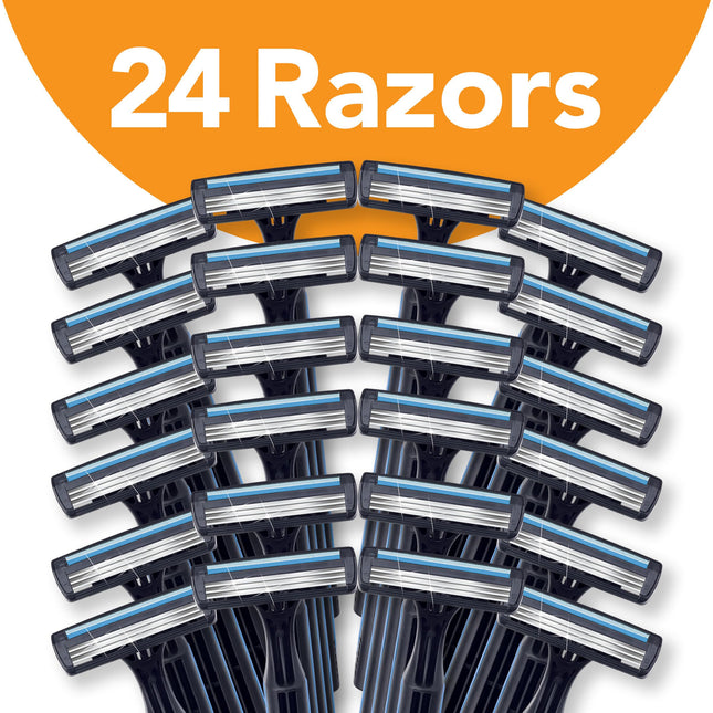 BIC Classic Disposable Razor, 24 Count, Assorted Colors, Men's Razor