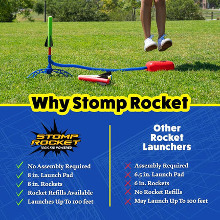 Stomp Rocket The Original Jr. Glow Rocket Launcher, 4 Foam Rockets and Toy Air Rocket Launcher - STEM Gift for Boys and Girls Ages 3 Years and Up - Great for Year Round Play Twin 20005