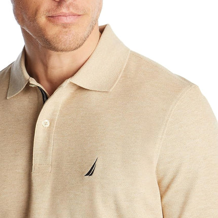 Nautica Men's Classic Short Sleeve Solid Polo Shirt, Coastal Camel Heather, XXL